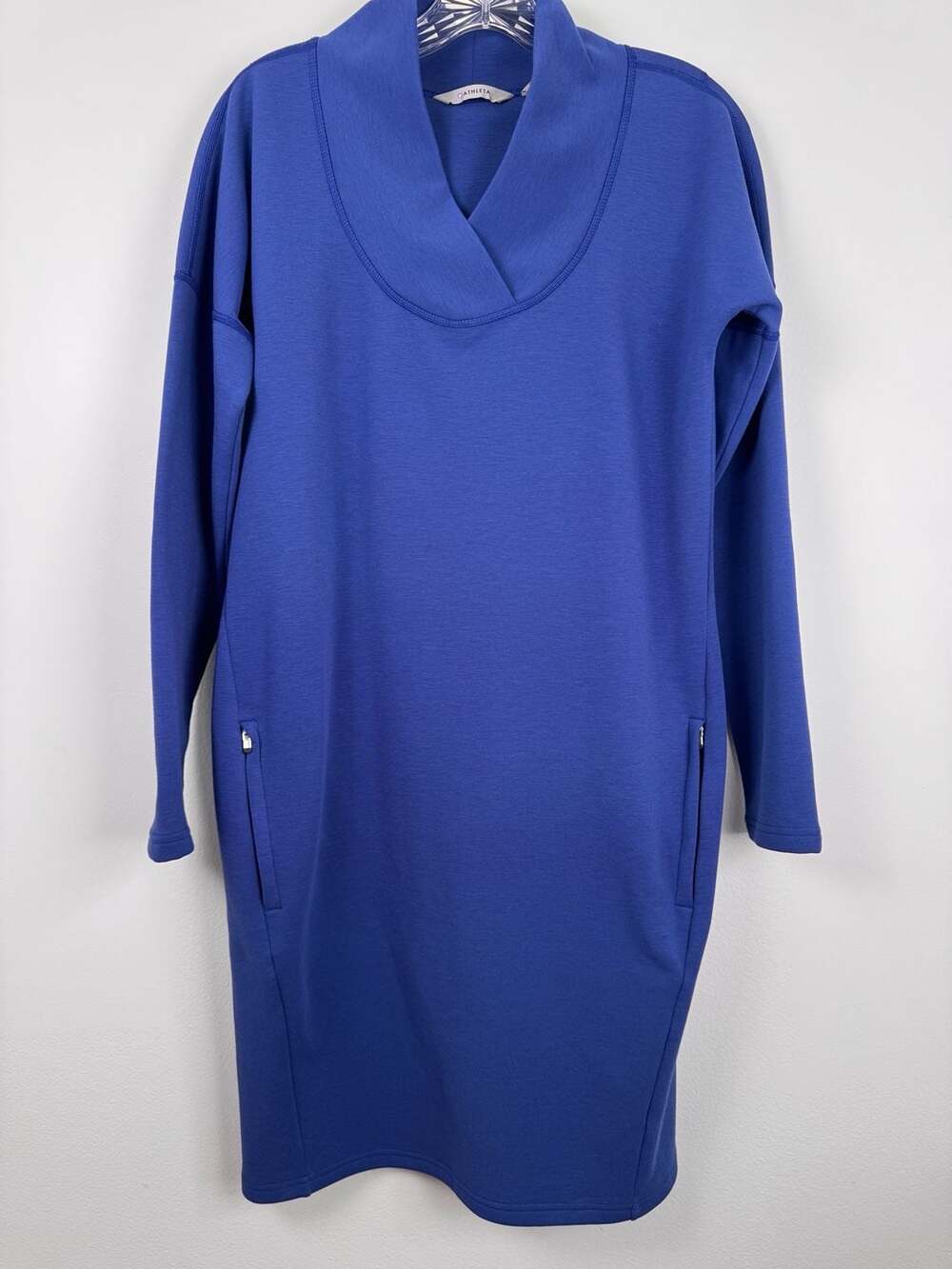 Athleta Blue Cowl Neck Long Sleeve Sweatshirt Dress Size M
